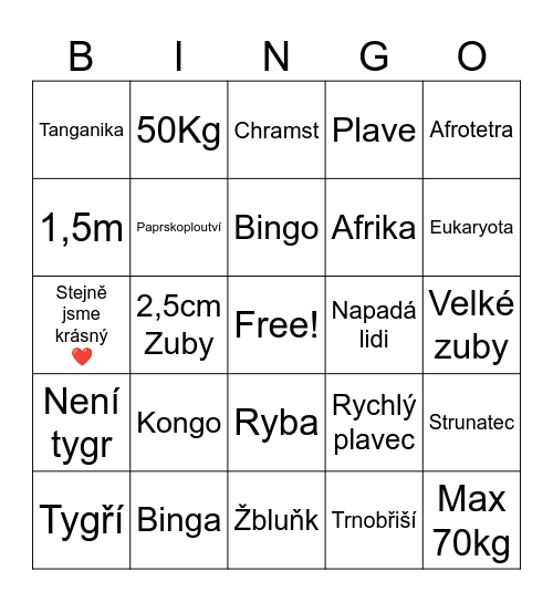 Binga Bingo Card