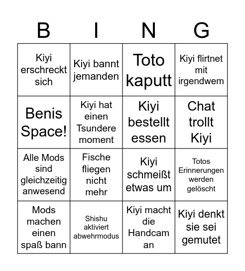 Kiyichu Bingo 3 Bingo Card