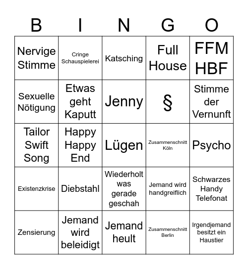 Hilf mir Bingo Card