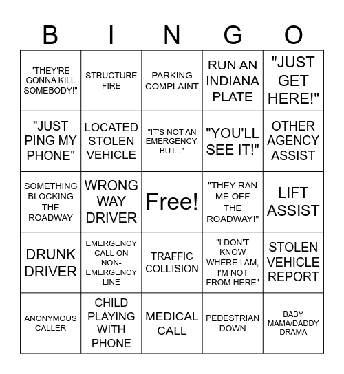 DISPATCH BINGO Card