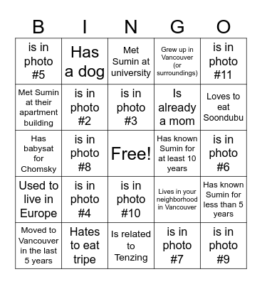 Find someone who... Bingo Card