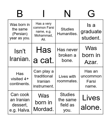 Find someone who... Bingo Card