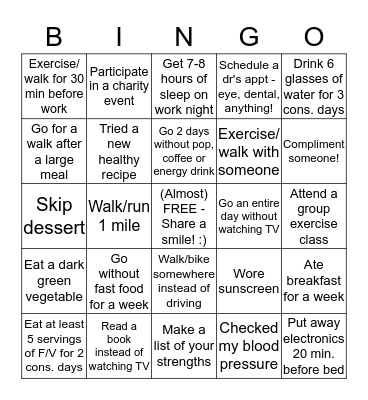 June Wellness BINGO Card