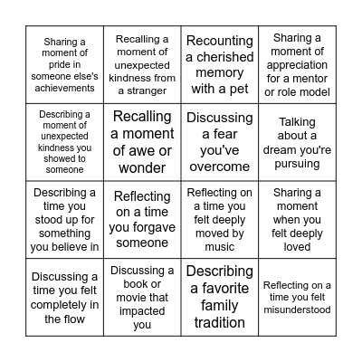 Empathy Bingo Card