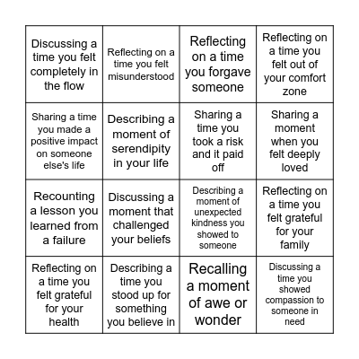 Empathy Bingo Card