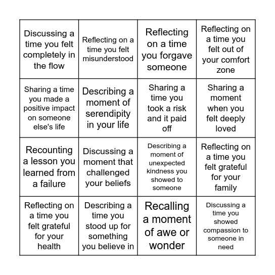 Empathy Bingo Card