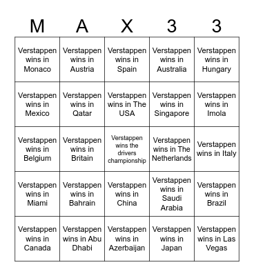 F1 2024 Bingo Card Bingo Card