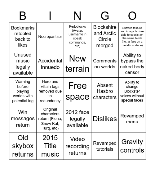 Fortell Blocksworld Bingo Card