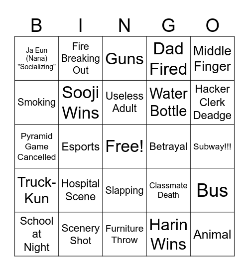 Pyramid Game Finale Bingo Card