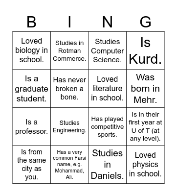 UTIRAN Nowruz 1403 Bingo! Find someone who... Bingo Card