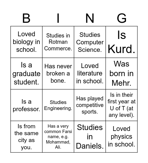 UTIRAN Nowruz 1403 Bingo! Find someone who... Bingo Card