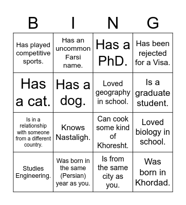 UTIRAN Nowruz 1403 Bingo! Find someone who... Bingo Card