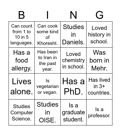 UTIRAN Nowruz 1403 Bingo! Find someone who... Bingo Card