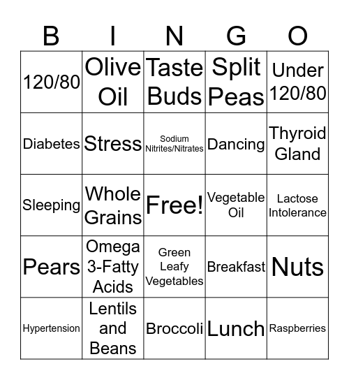 Wellness Bingo Card