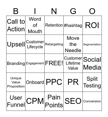 Marketing Lingo Bingo Card