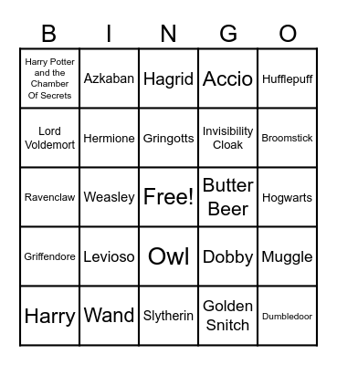 Harry Potter Bingo! Bingo Card