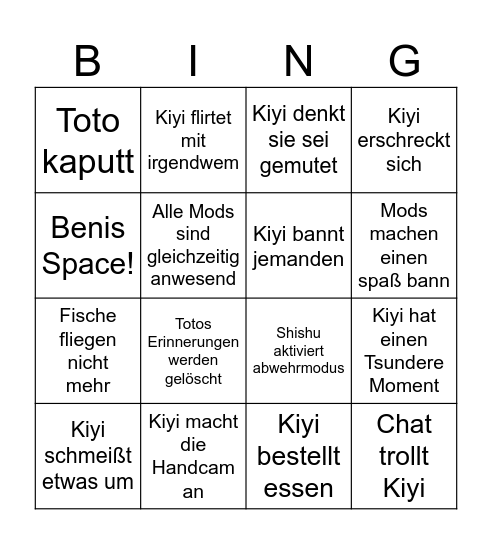 Kiyichu Bingo 3 Bingo Card