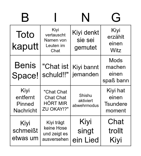 Kiyichu Bingo 2 Bingo Card