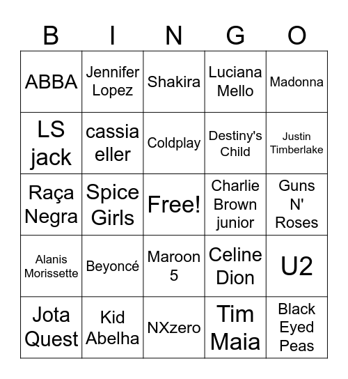 BINGO MUSICAL Bingo Card