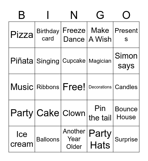Birthday BINGO Card