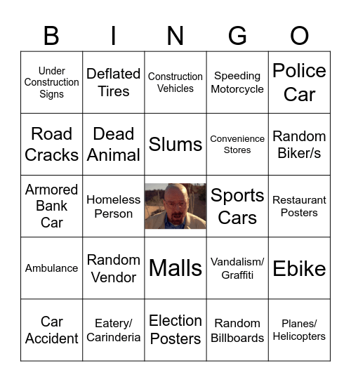 Car Bingo Card