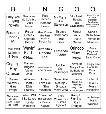 Mash Up Bingo Card