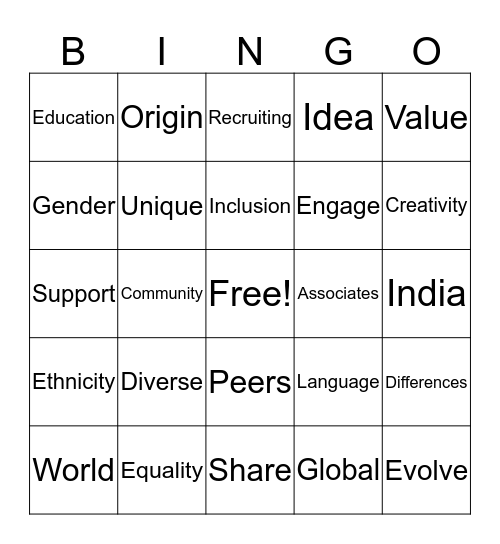 Diversity & Inclusion Bingo Card