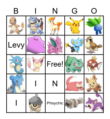Pokemon Bingo Card