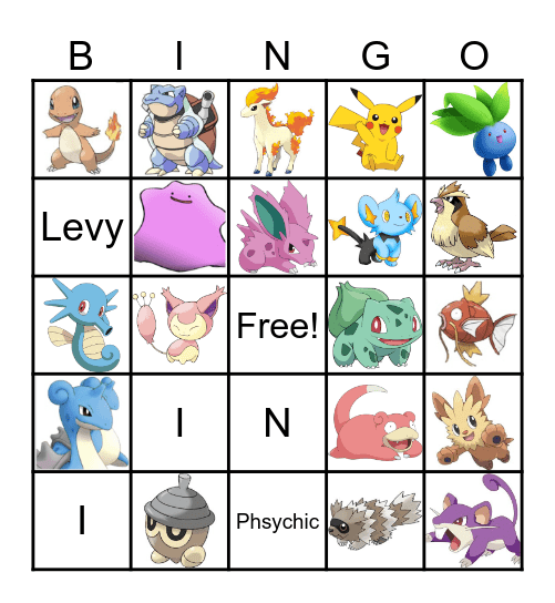Pokemon Bingo Card