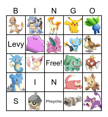 Pokemon Bingo Card