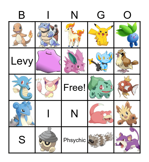 Pokemon Bingo Card