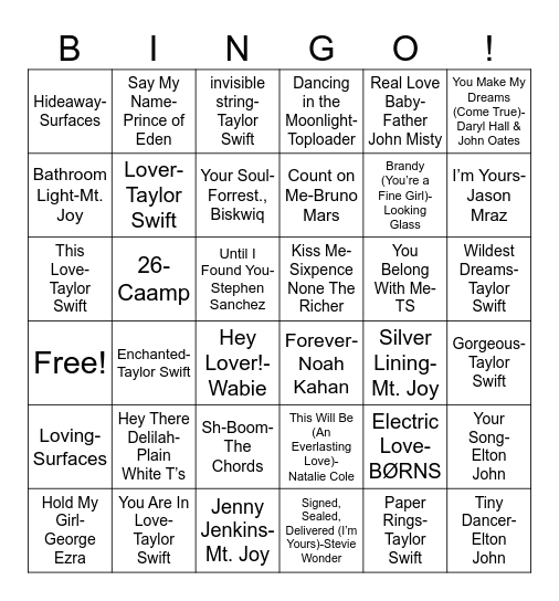 B&K Engagement Party Bingo! Bingo Card