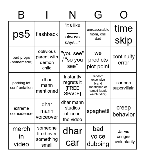 Dhar Mann Bingo v4 Bingo Card