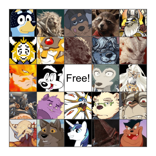 Characters I'm........... Bingo Card