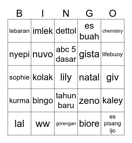 Untitled Bingo Card