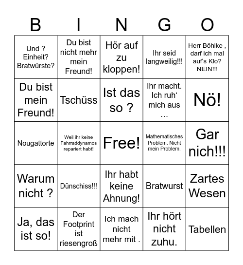 Böhlke Bingo Card