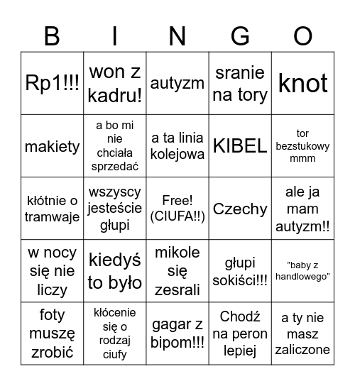 Mikolskie Bingo Card