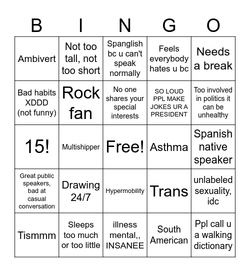 Popotitos Bingo Card