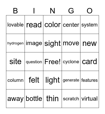 SIGHT WORD Bingo Card