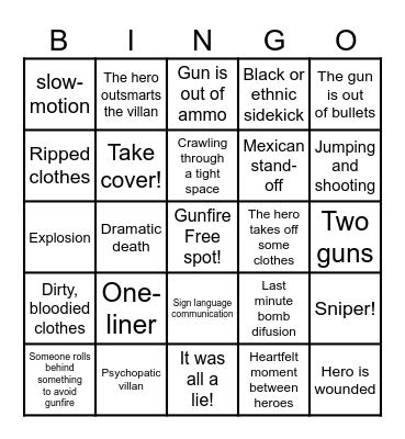 Action movie bingo Card