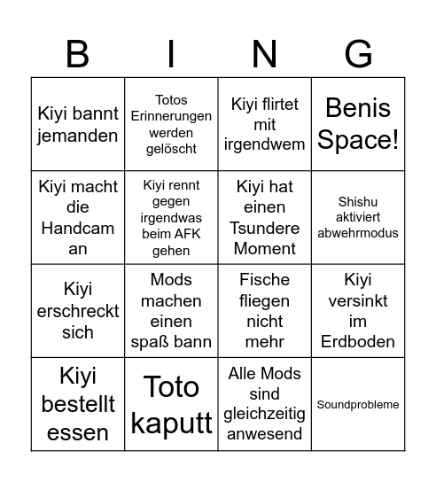 Kiyichu Bingo 3 Bingo Card