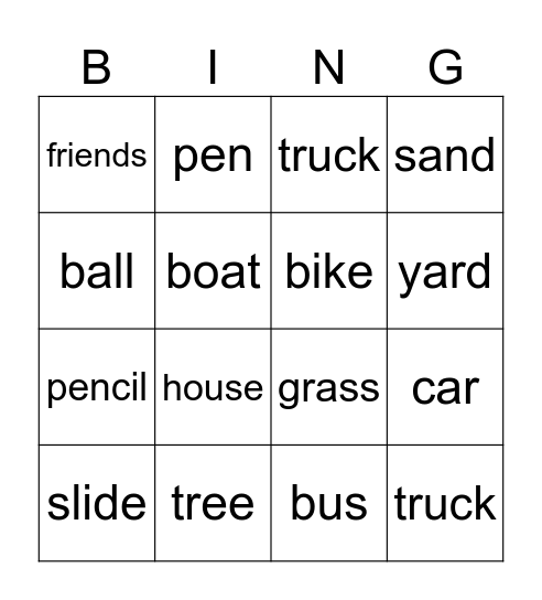 Game Bingo Card