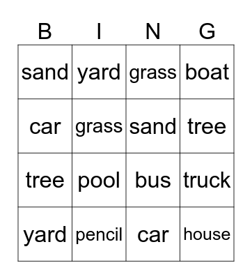 Game Bingo Card