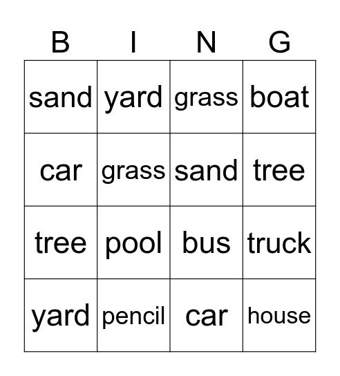 Game Bingo Card