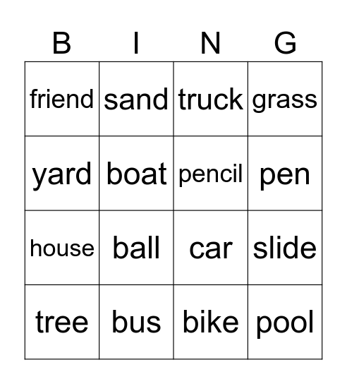 Game Bingo Card