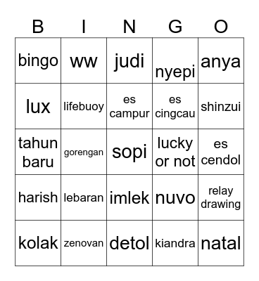 punya harish Bingo Card