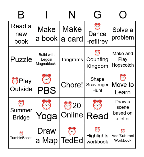 Summer Bingo Card