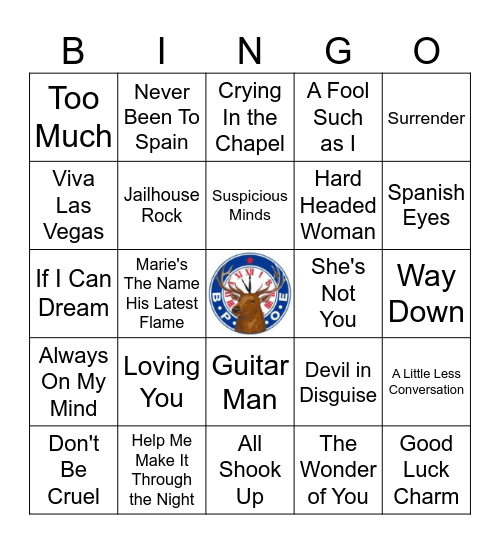 Elvis Bingo Card