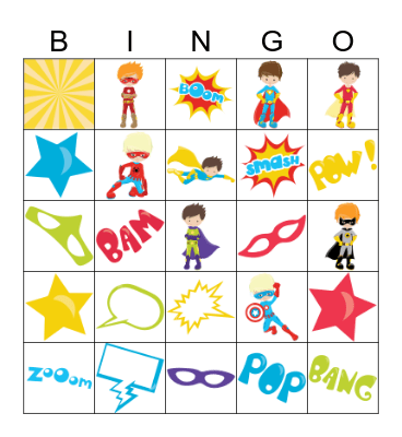 Comic Book Bingo Card