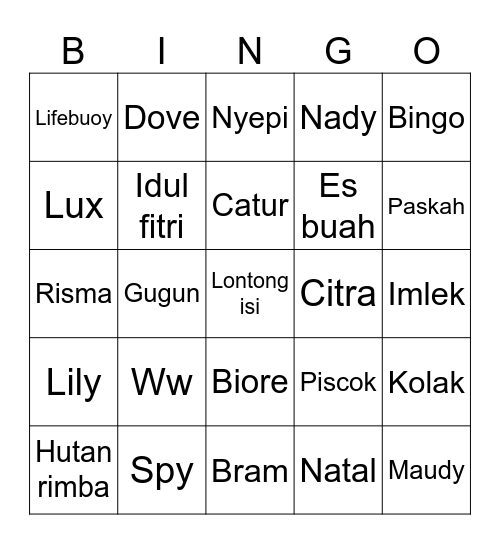 Adis Bingo Card